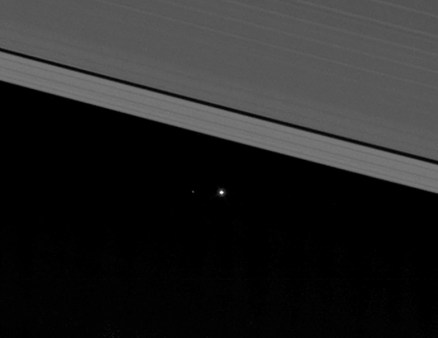 Earth and our Moon as seen by Cassini's cameras as it orbits Saturn.